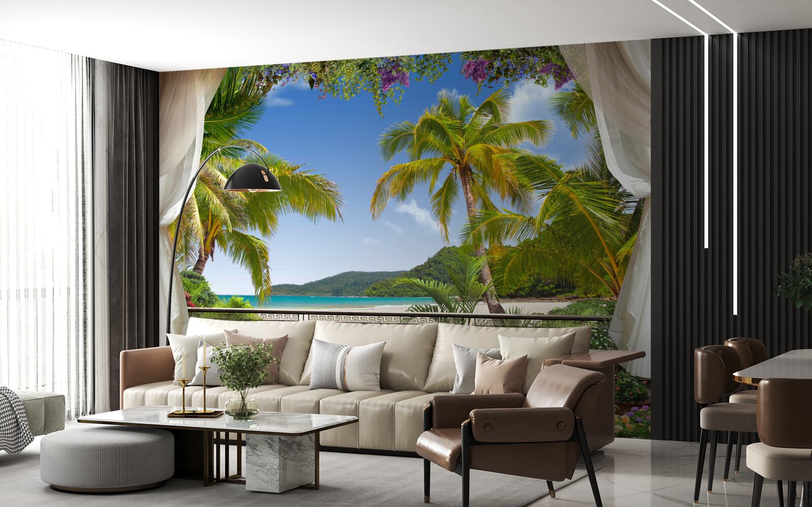 Fototapet peisaj cu palmieri pe plajă