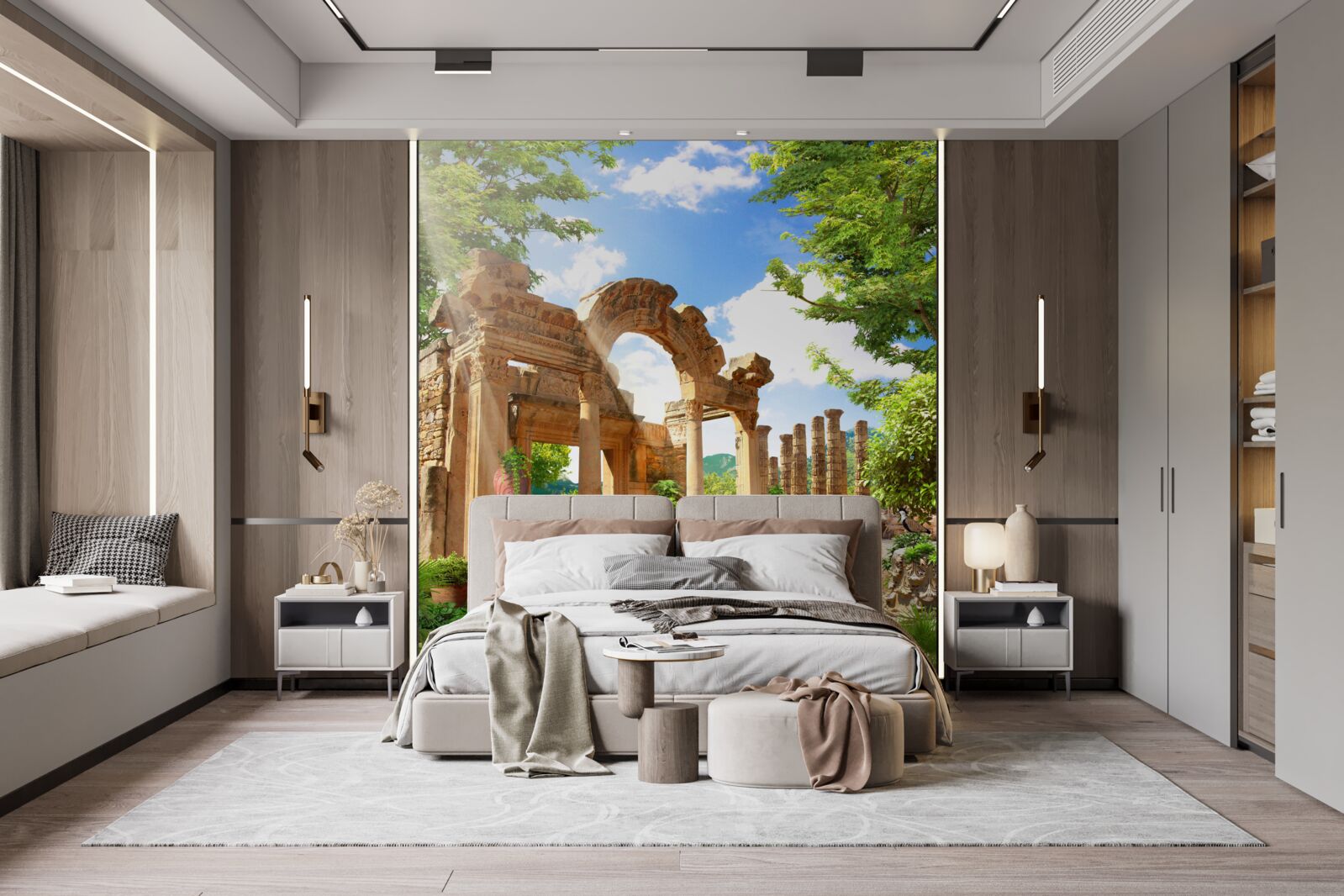 Fototapet structuri arcuite din piatră cu suporturi