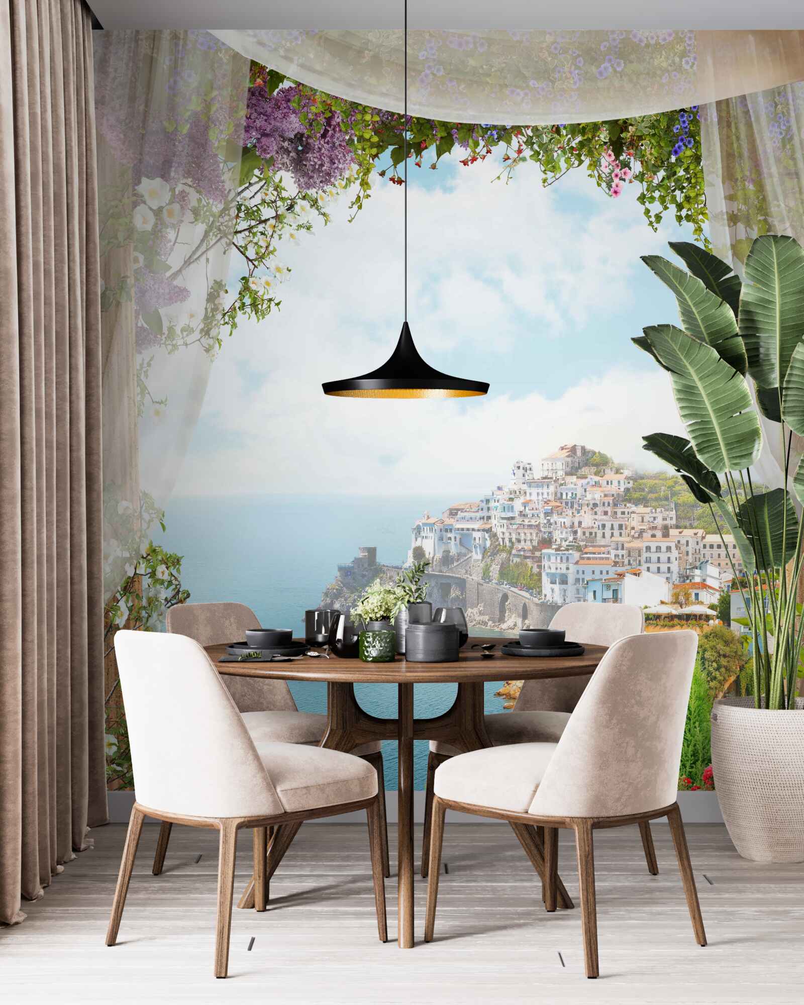 Fototapet peisaj marin și urban uluitor