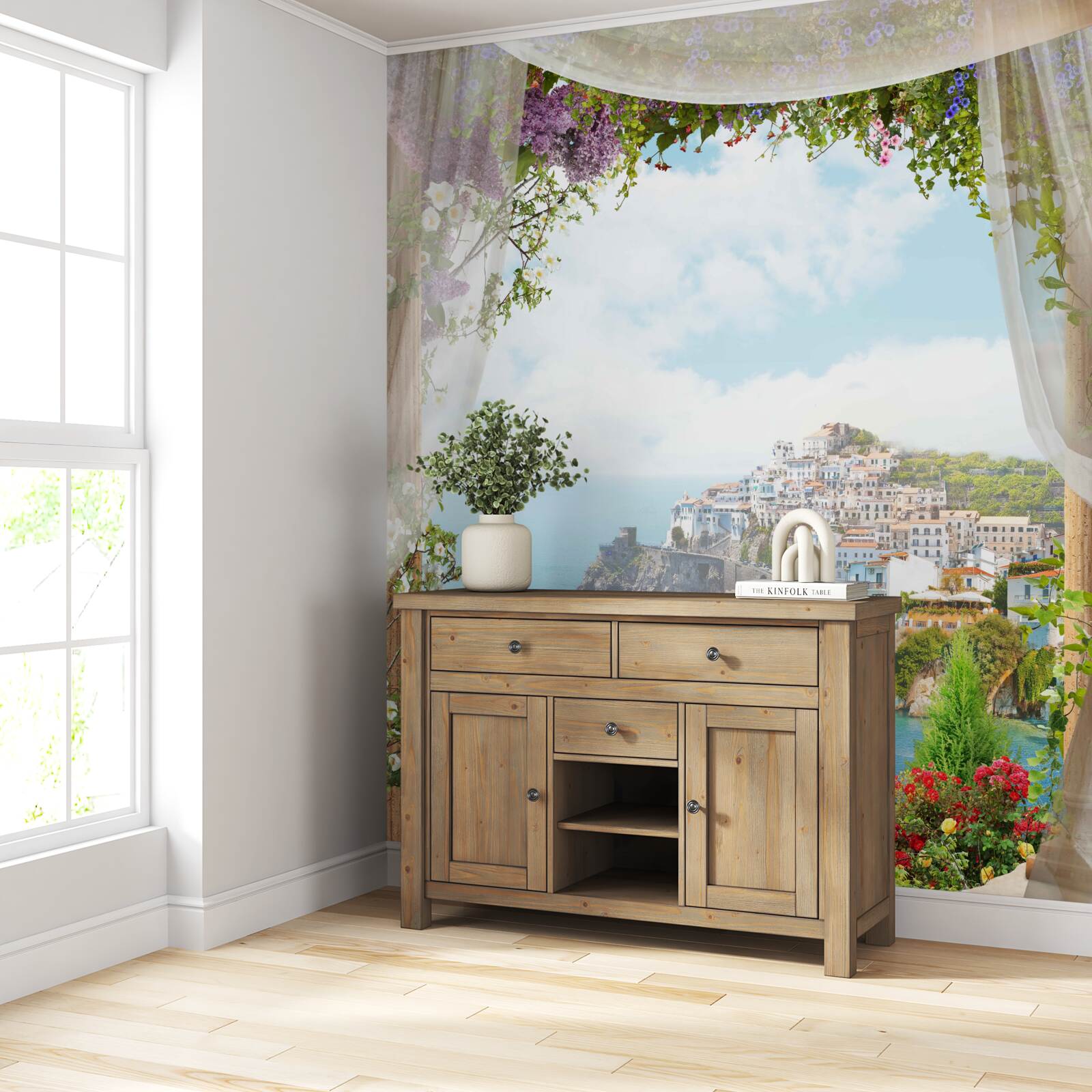 Fototapet peisaj marin și urban uluitor