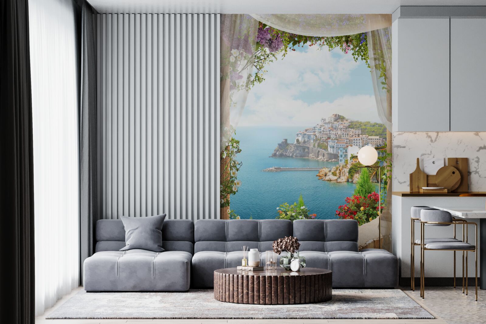 Fototapet peisaj marin și urban uluitor