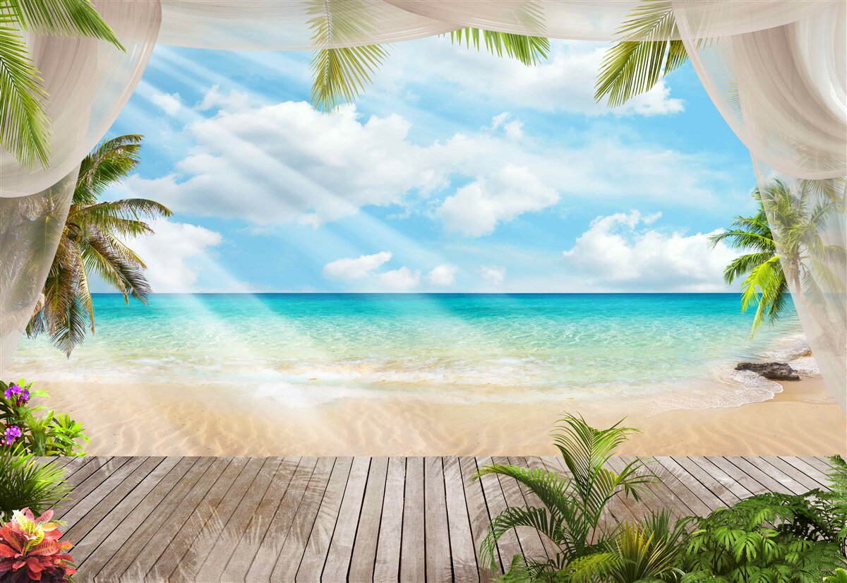 Fototapet drumul spre ocean prin văl