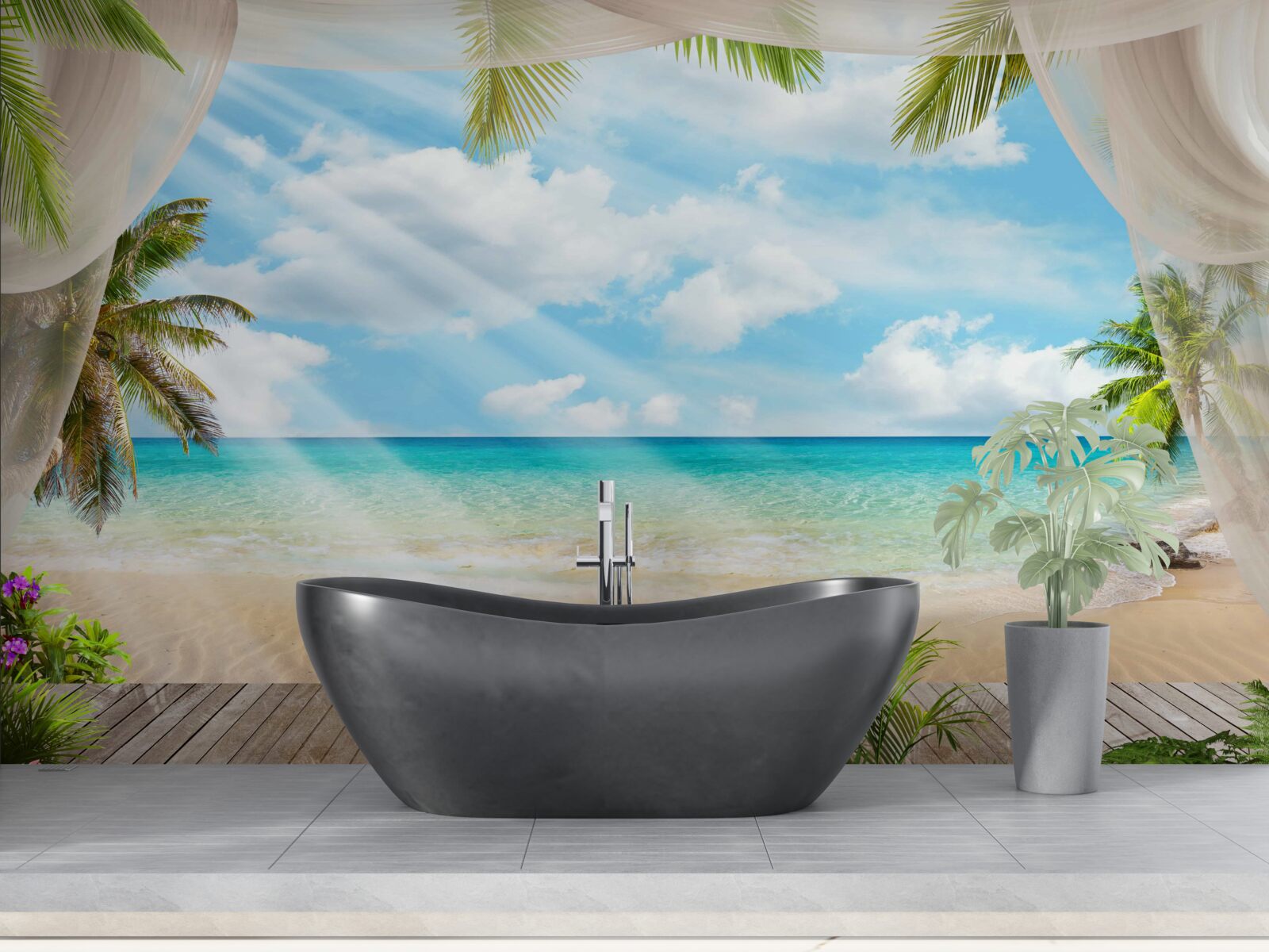 Fototapet drumul spre ocean prin văl