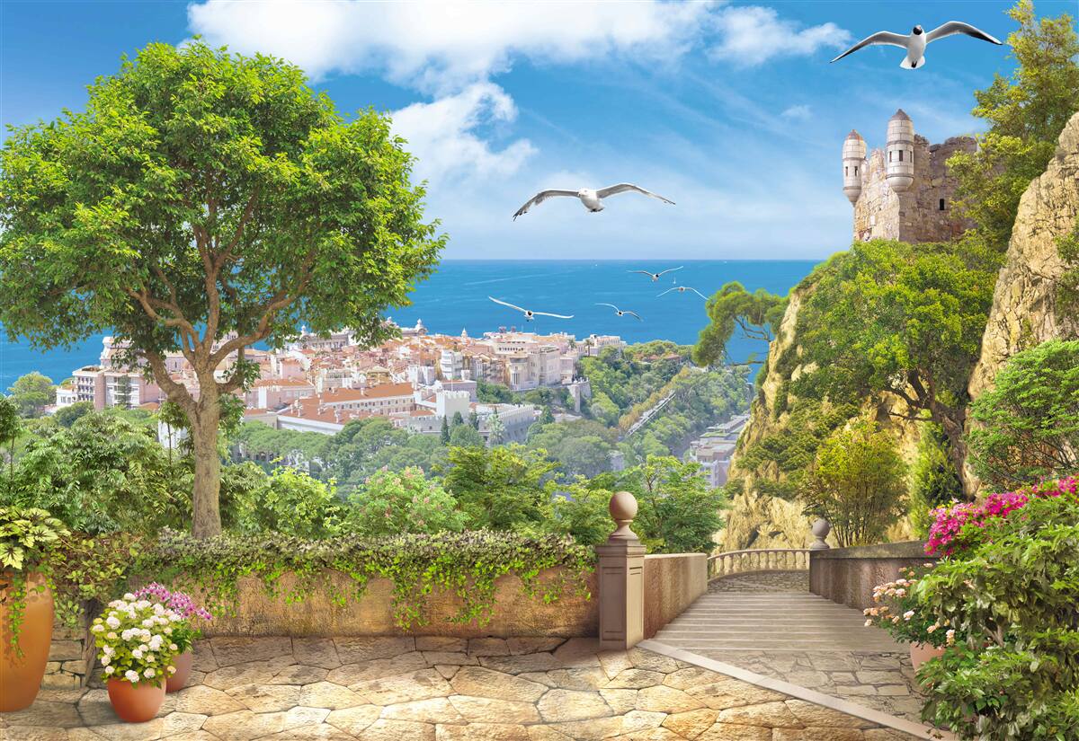 Fototapet un oraș aproape de ocean