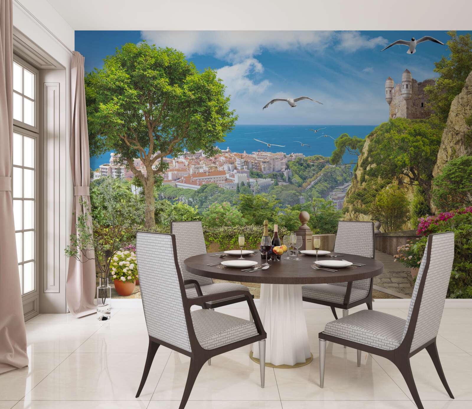 Fototapet un oraș aproape de ocean