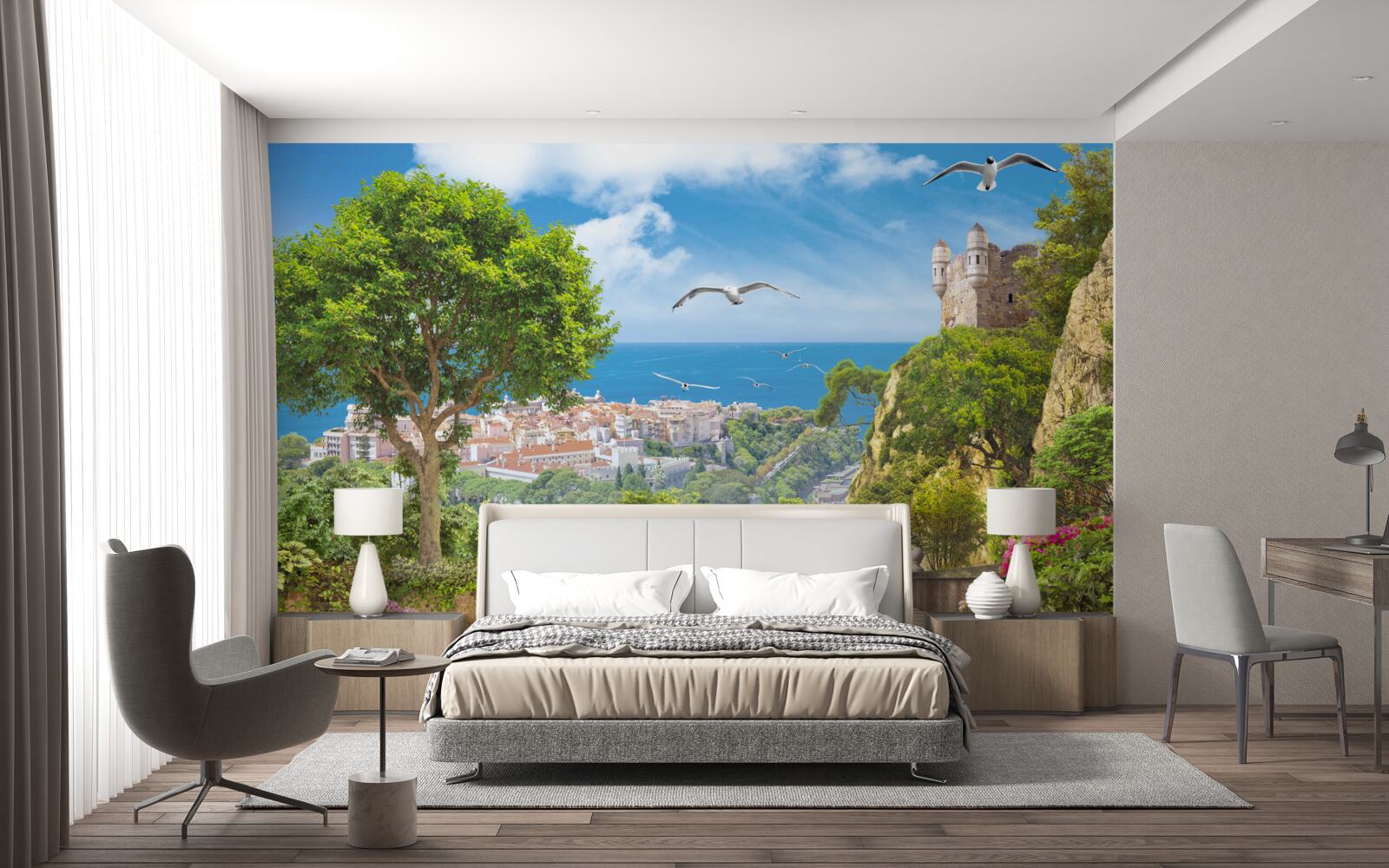 Fototapet un oraș aproape de ocean