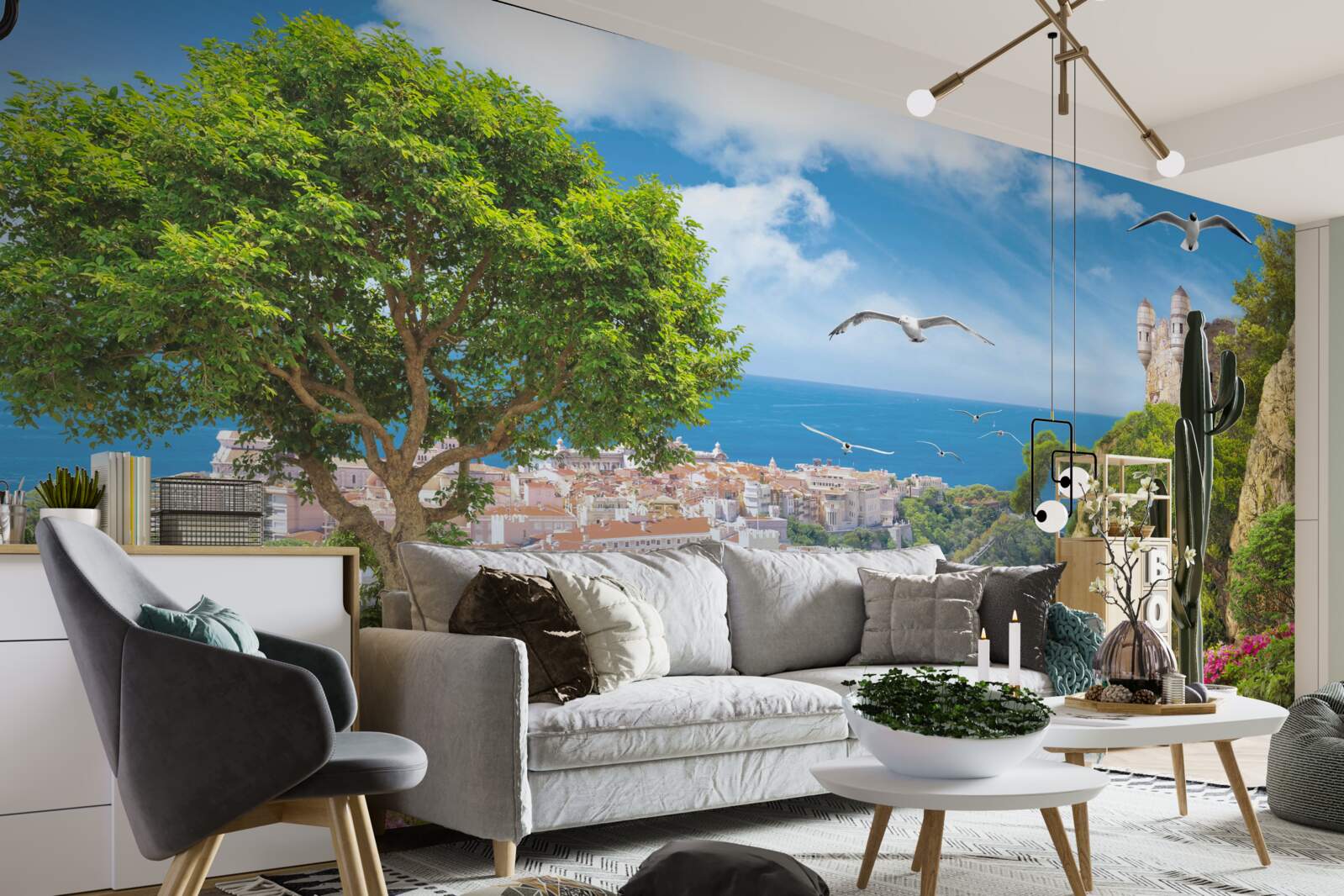 Fototapet un oraș aproape de ocean