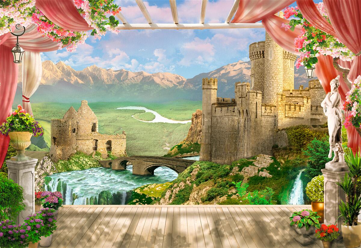 Fototapet panorama castelului antic