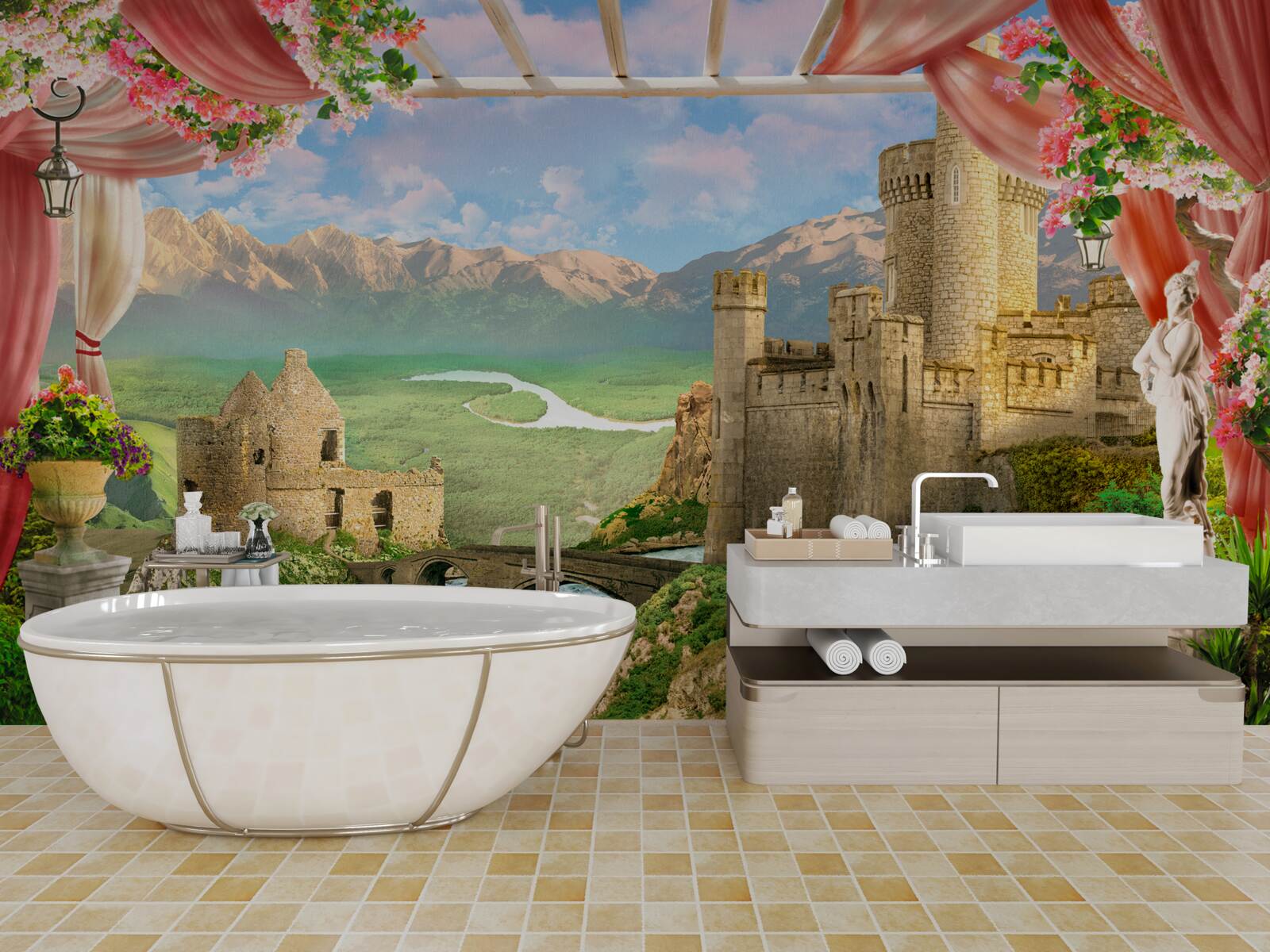 Fototapet panorama castelului antic