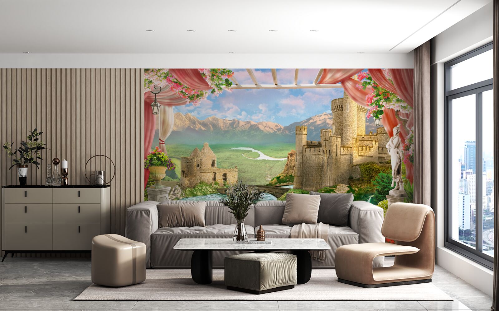 Fototapet panorama castelului antic