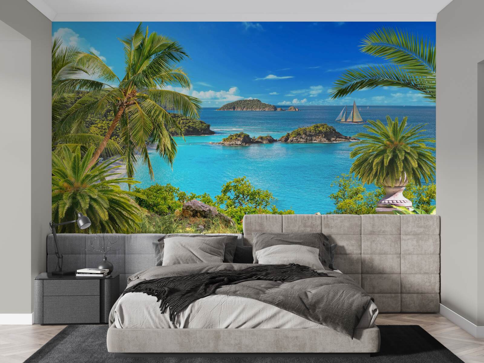 Fototapet ocean și nuci de cocos