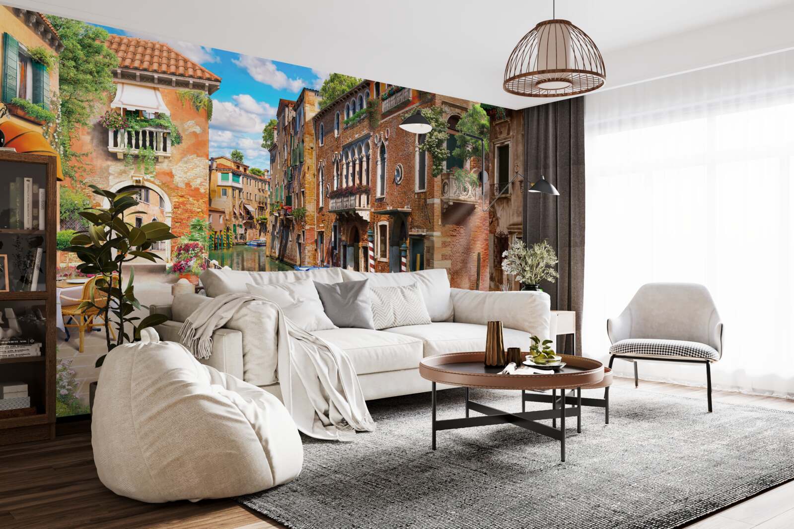 Fototapet gondolă lăsată într-o parcare din Veneția