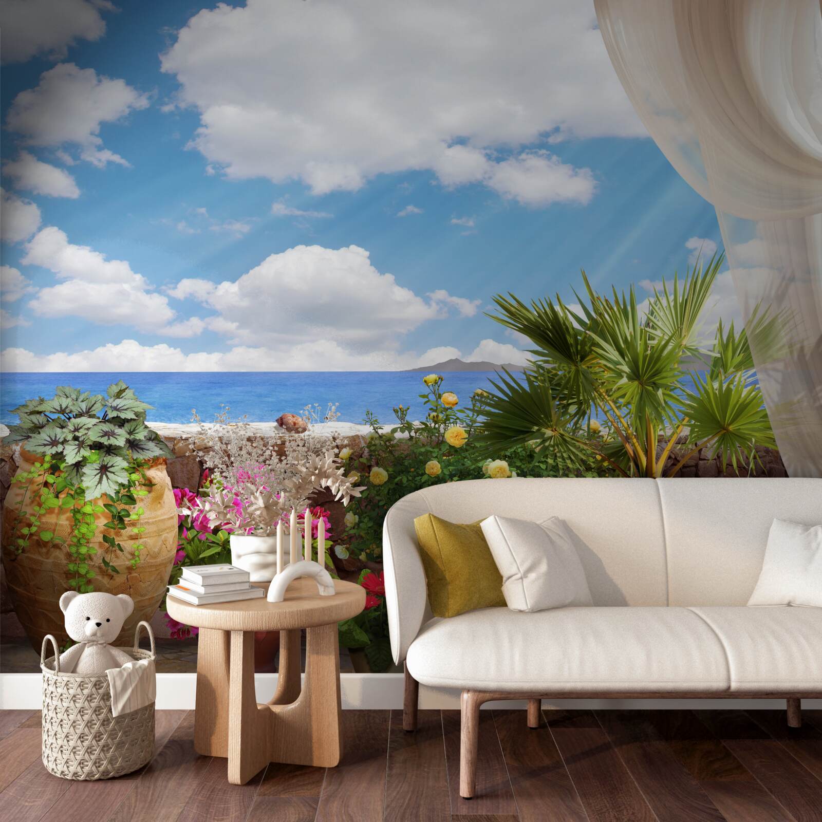 Fototapet balcon cu ghivece