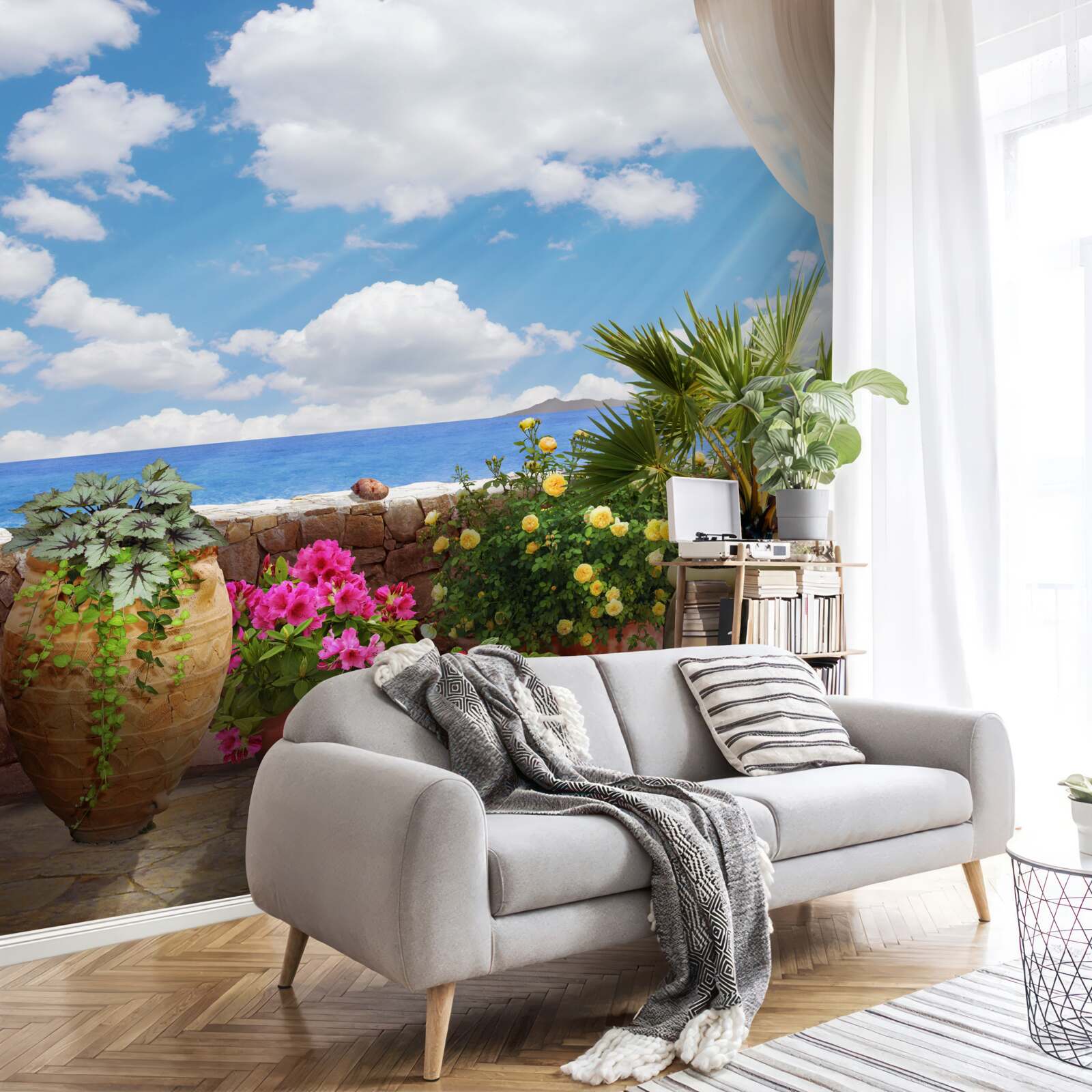 Fototapet balcon cu ghivece