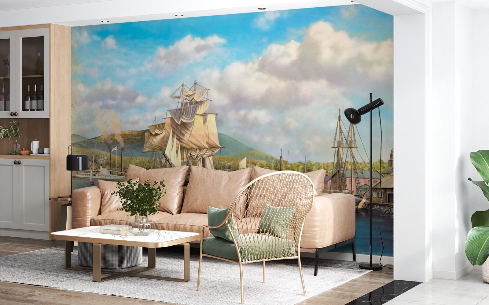 Fototapet bărci cu pânze ancorate de diferite dimensiuni