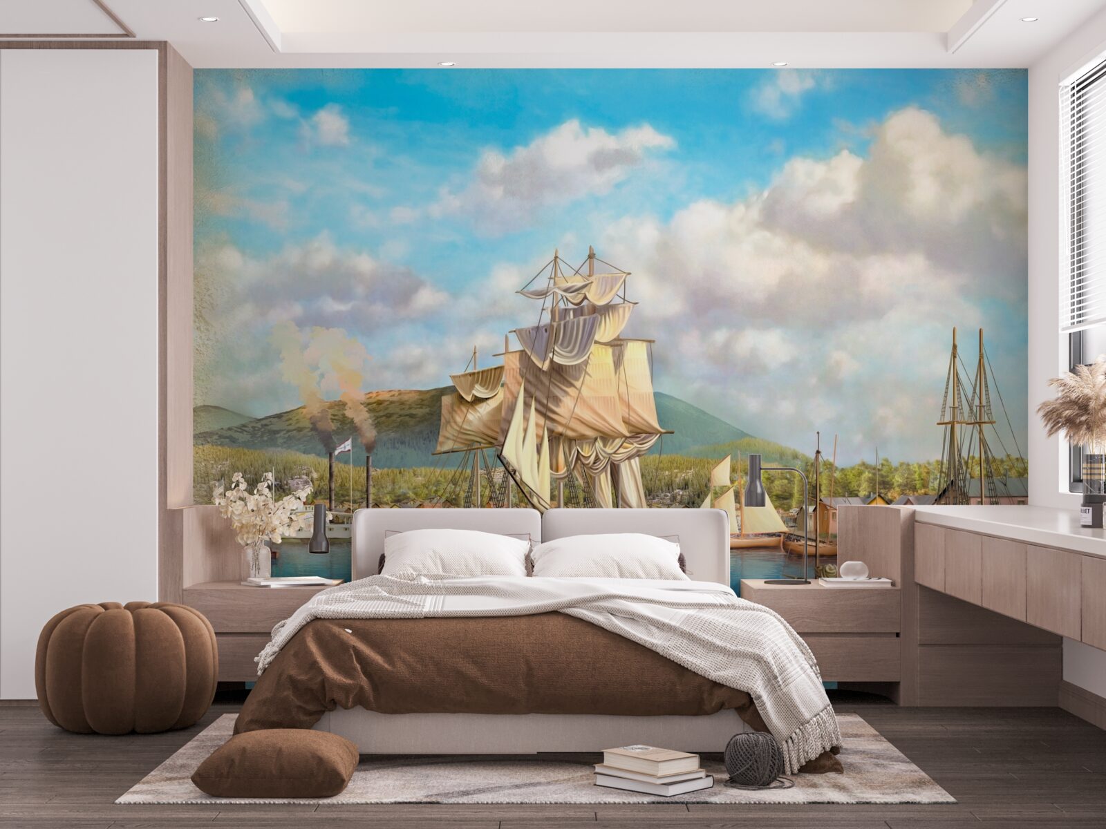 Fototapet bărci cu pânze ancorate de diferite dimensiuni