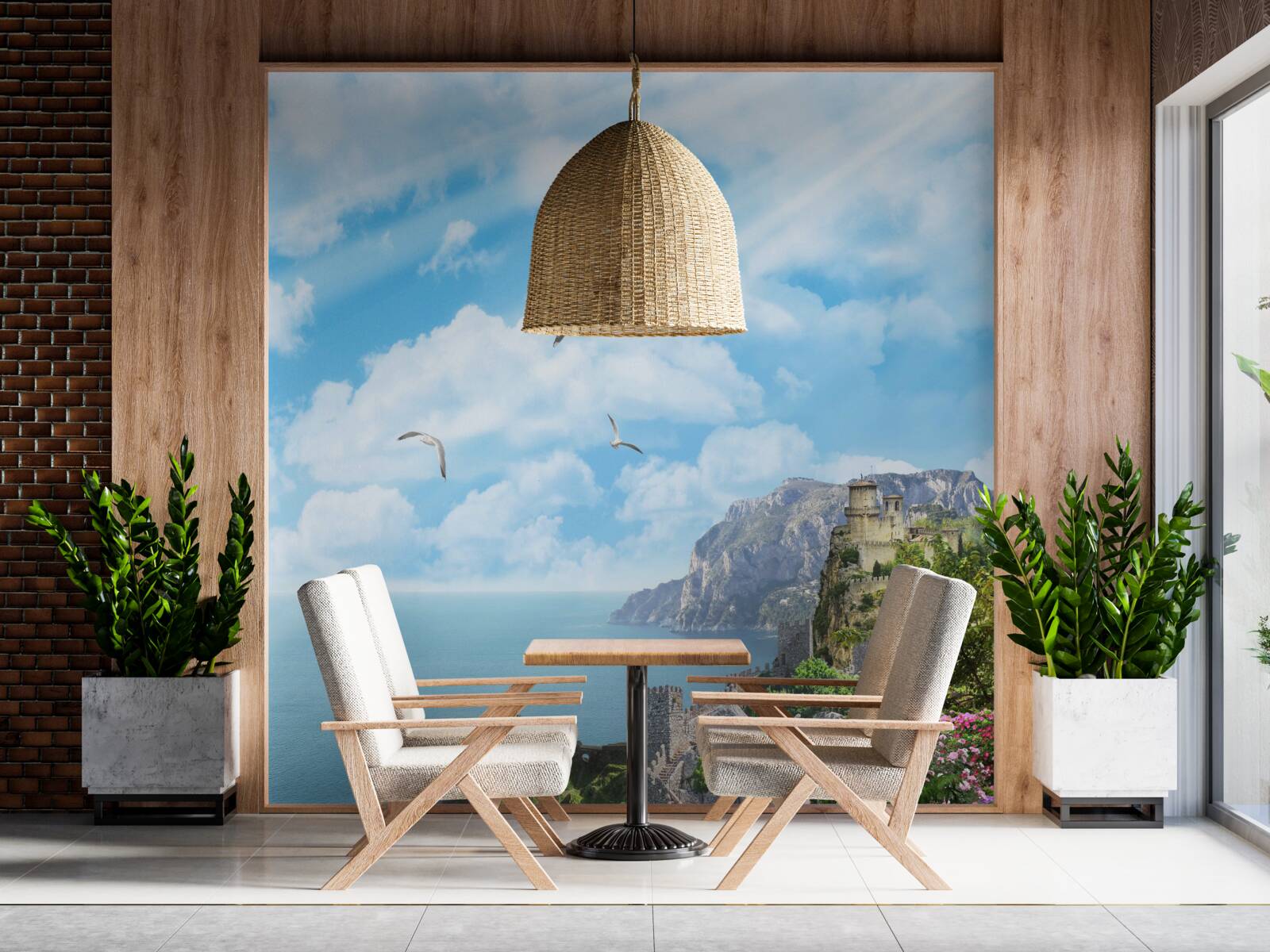 Fototapet păsări zburând deasupra oceanului