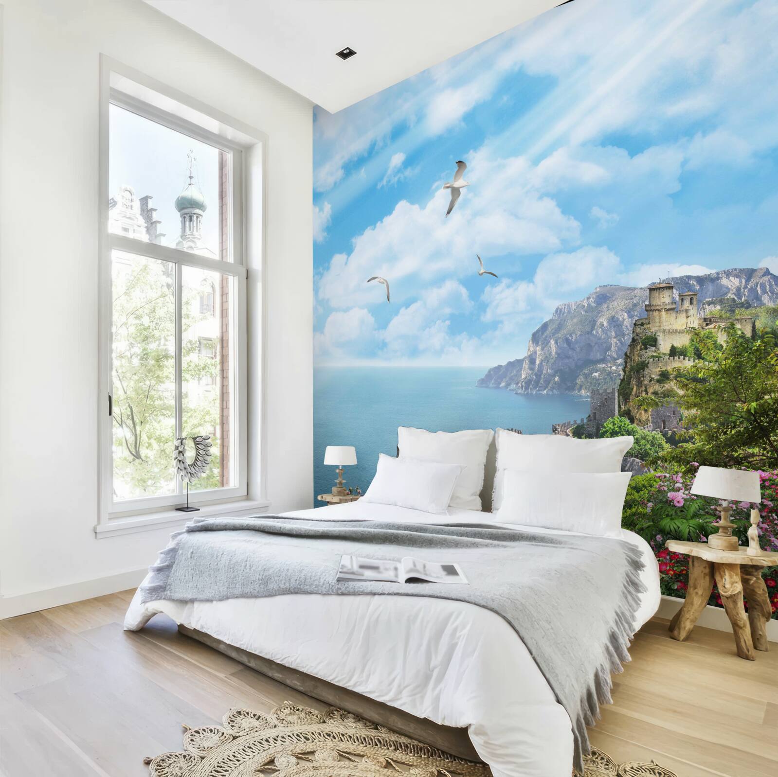 Fototapet păsări zburând deasupra oceanului