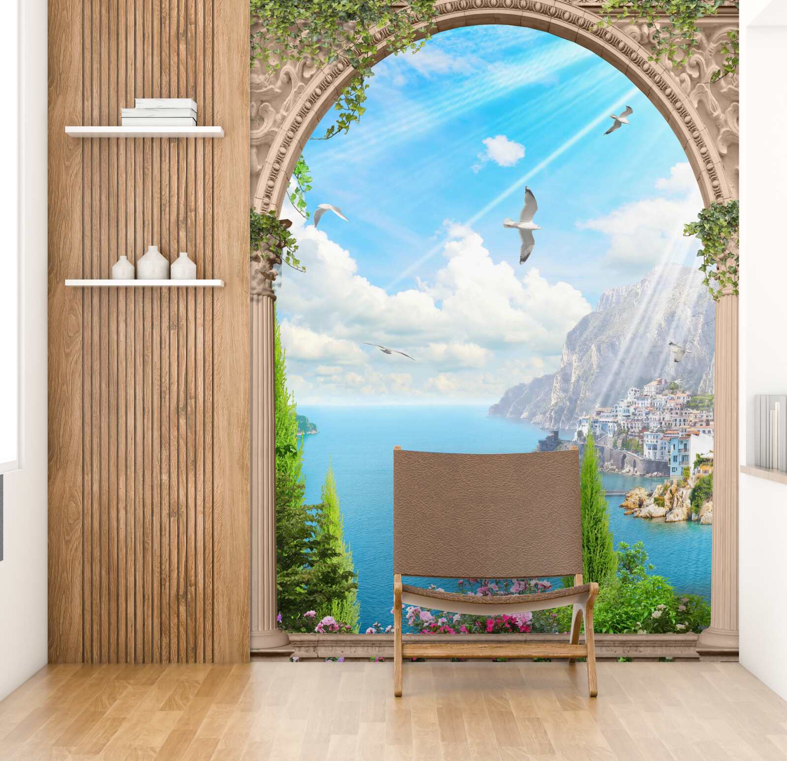 Fototapet peisaj marin de la fereastră