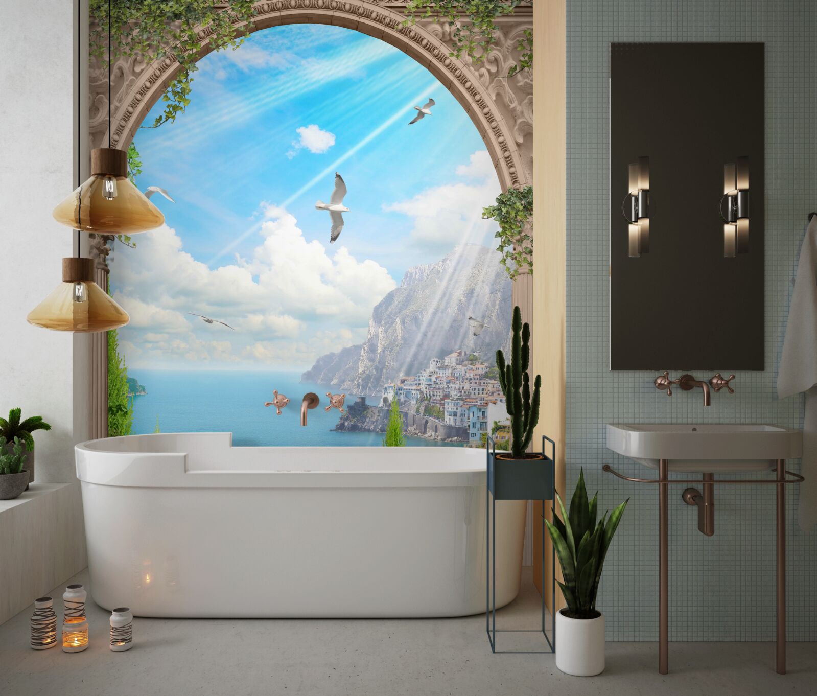 Fototapet peisaj marin de la fereastră