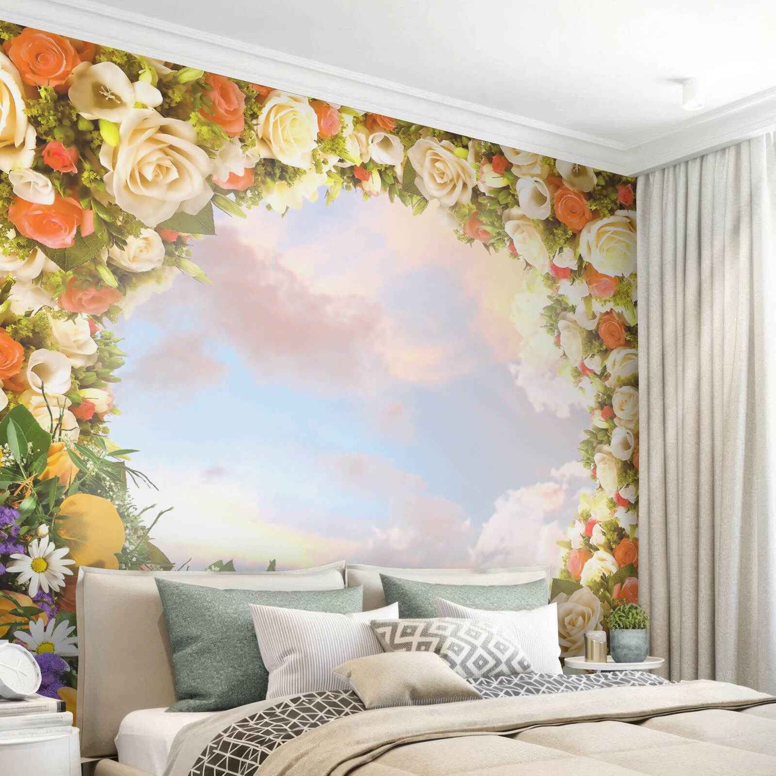 Fototapet un cer înconjurat de flori