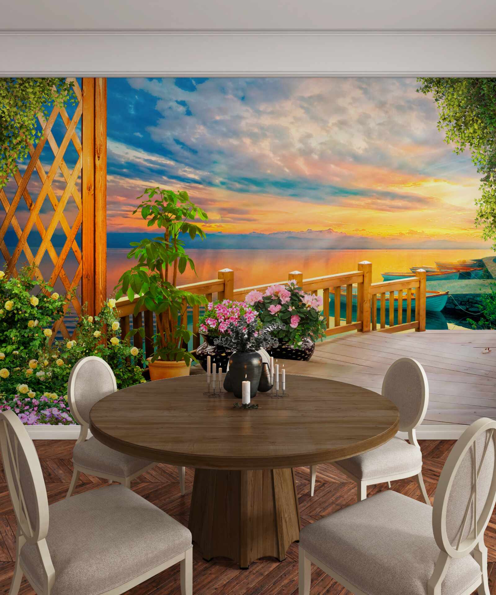 Fototapet flori în ghivece de diferite tipuri