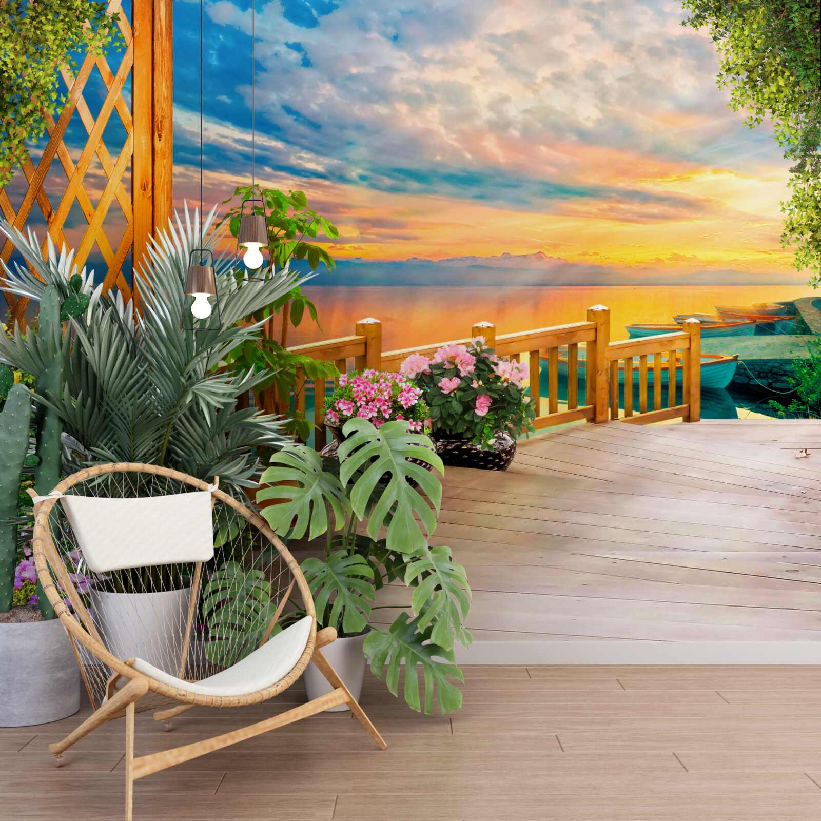 Fototapet flori în ghivece de diferite tipuri