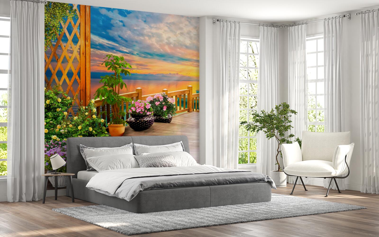 Fototapet flori în ghivece de diferite tipuri