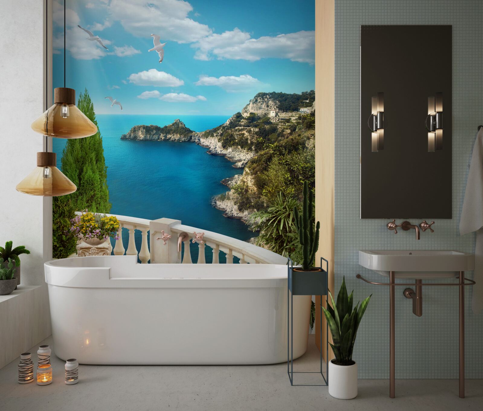 Fototapet vedere la mare din balcon