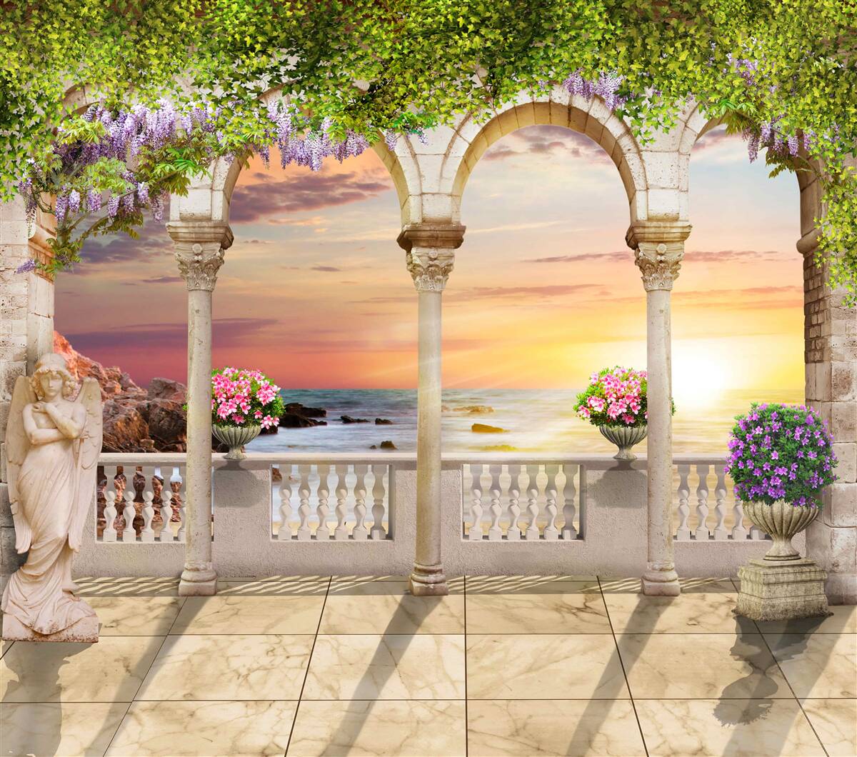 Fototapet verandă cu flori