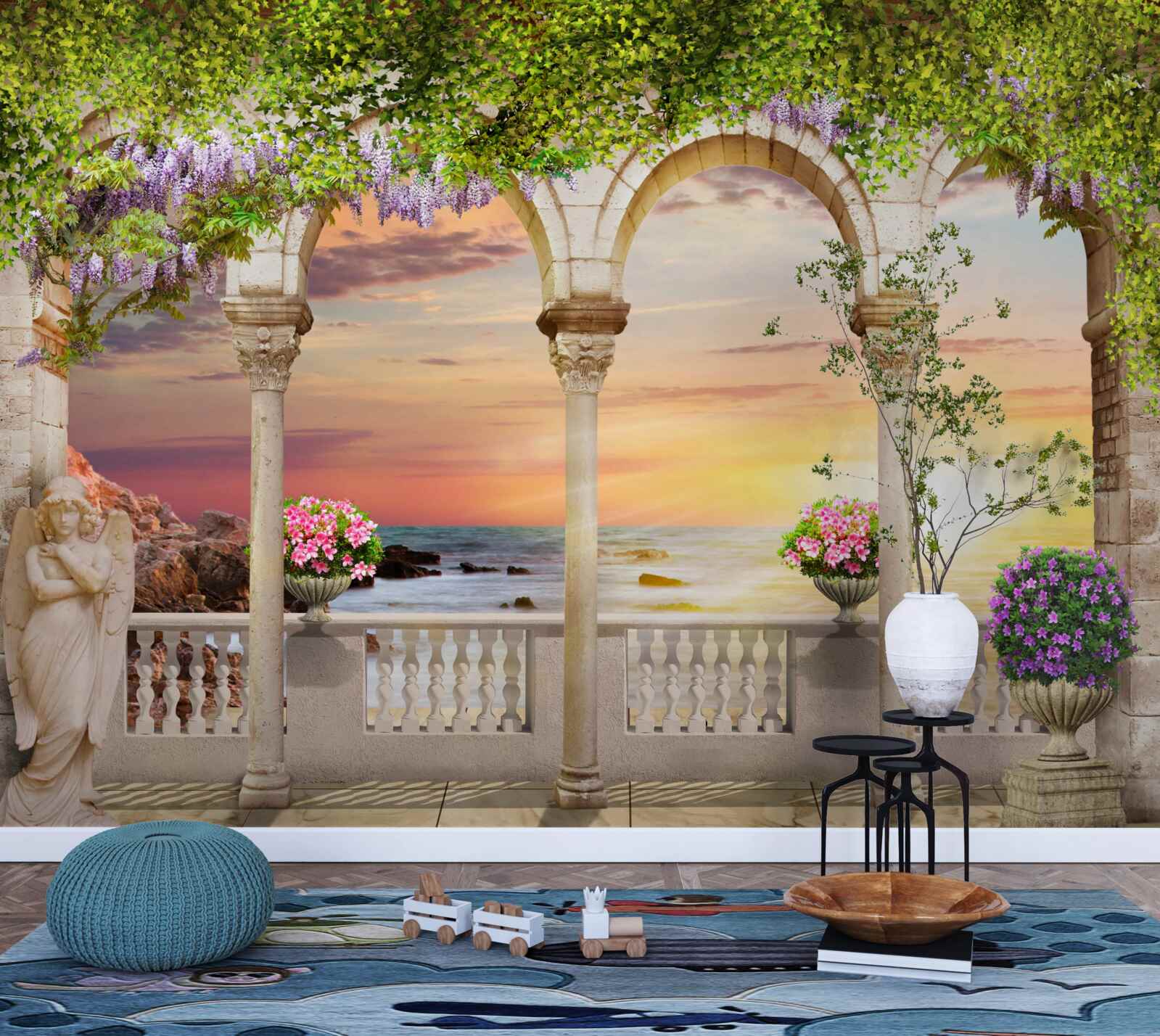 Fototapet verandă cu flori