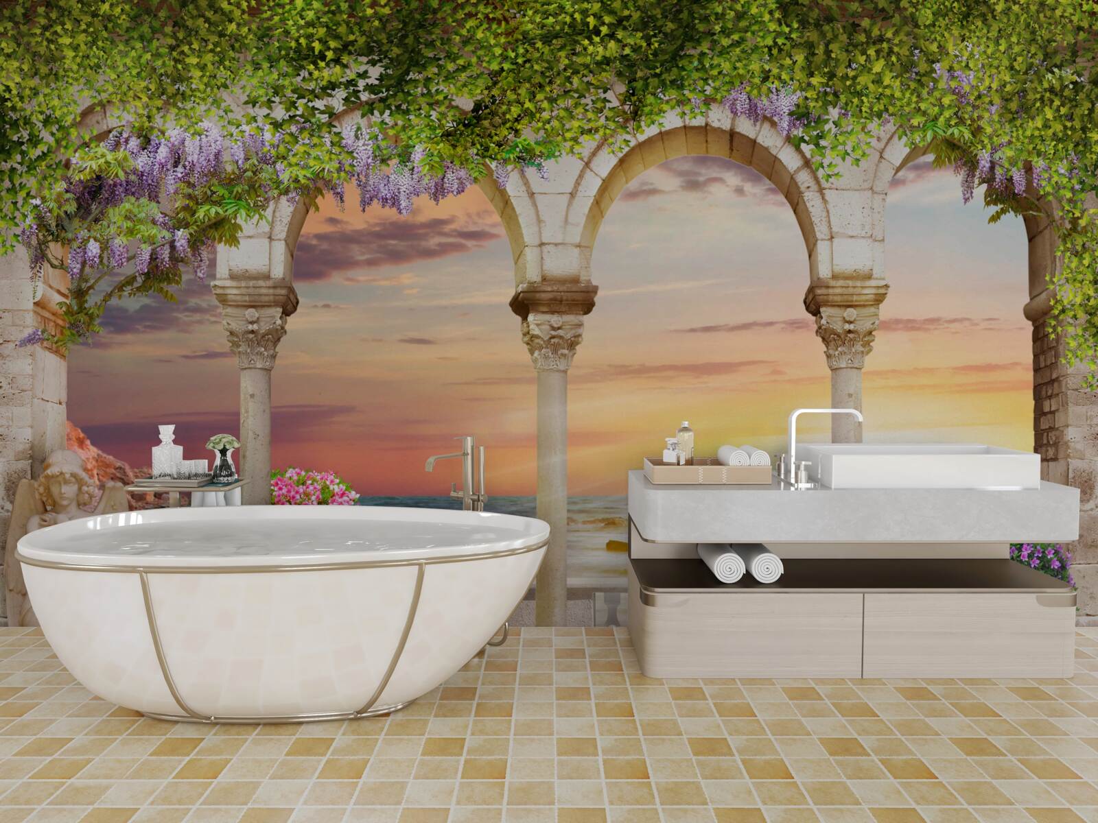 Fototapet verandă cu flori