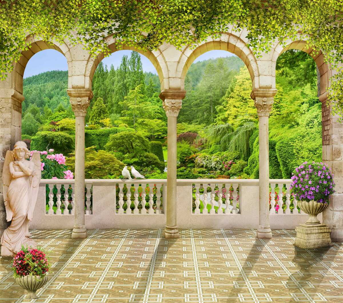 Fototapet balcon cu coloane arcuite