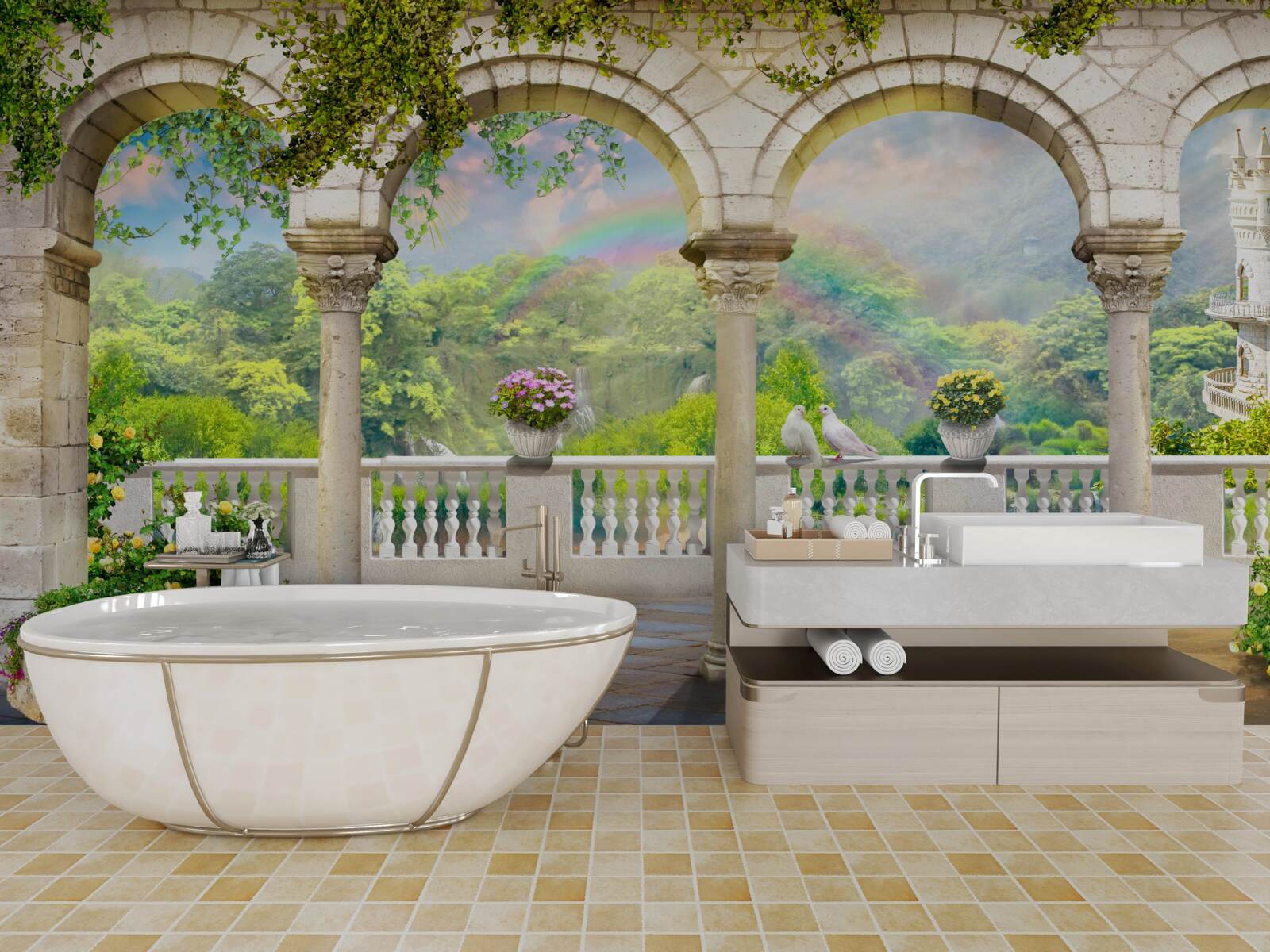 Fototapet palat cu coloane în formă de arcuri