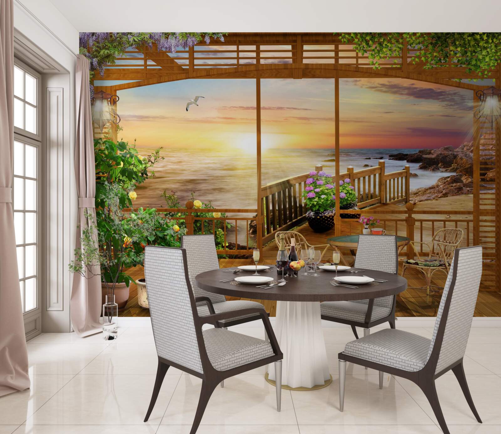 Fototapet terasă cu vedere la mare