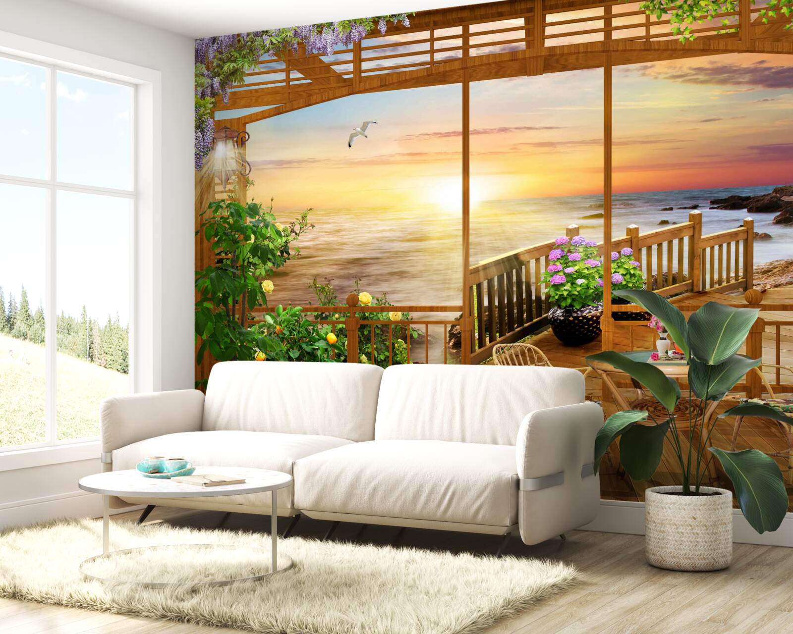 Fototapet terasă cu vedere la mare