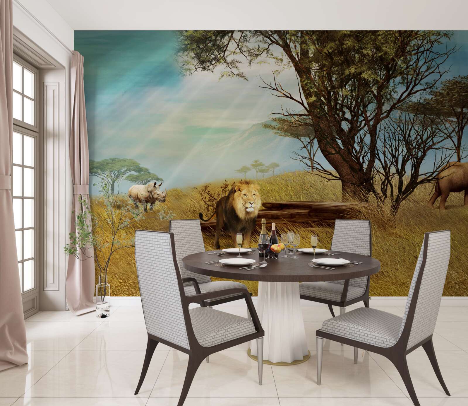 Fototapet promenadă cu animale africane