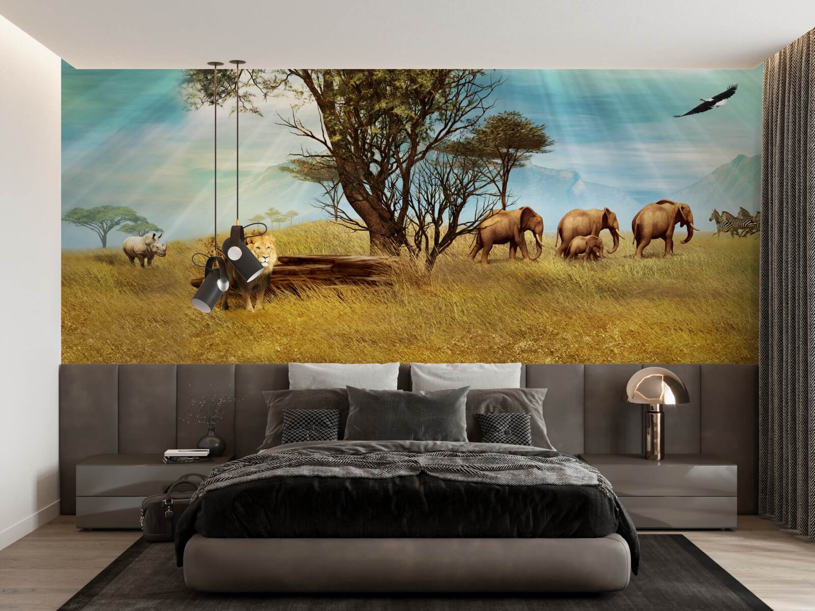 Fototapet promenadă cu animale africane