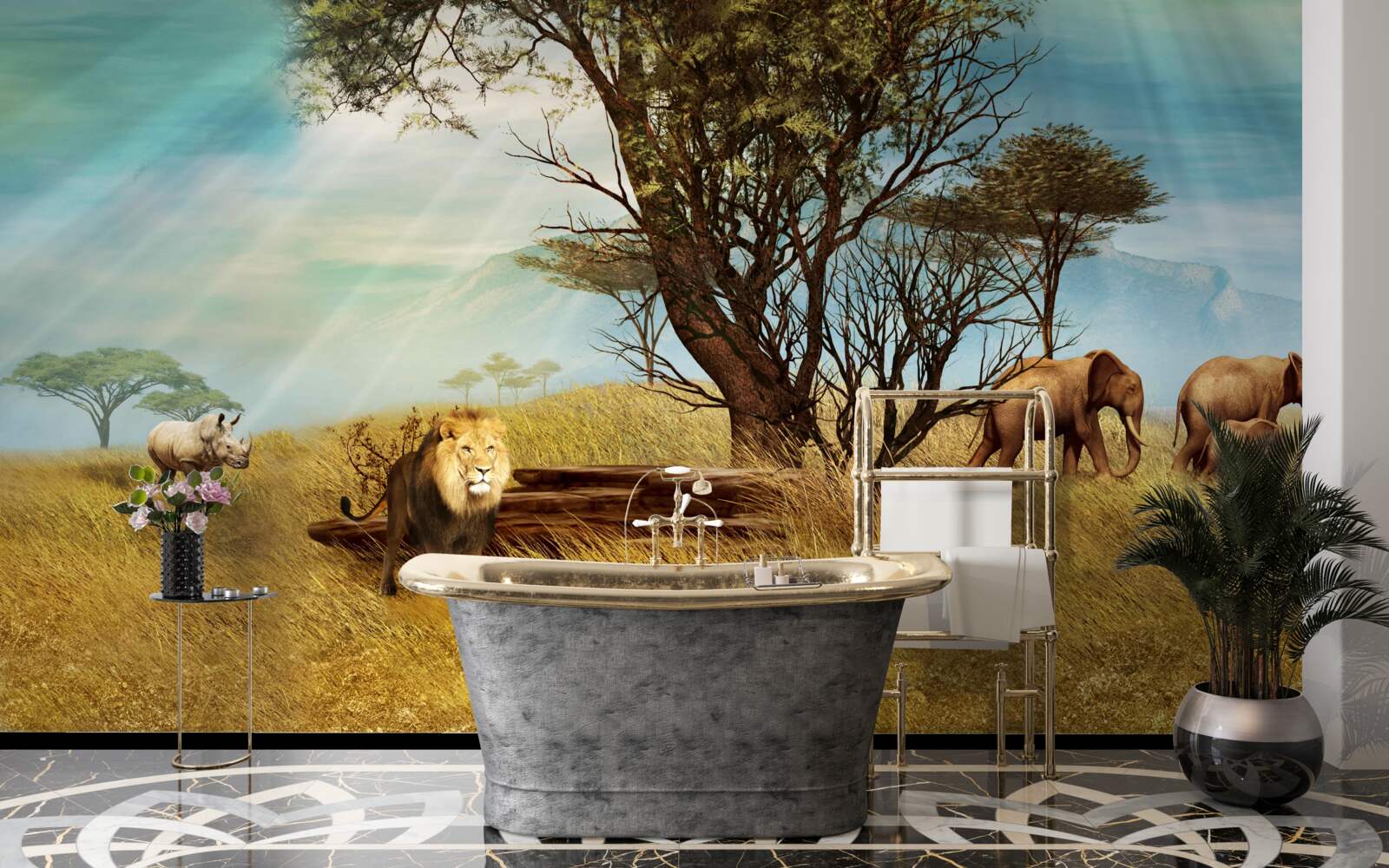 Fototapet promenadă cu animale africane