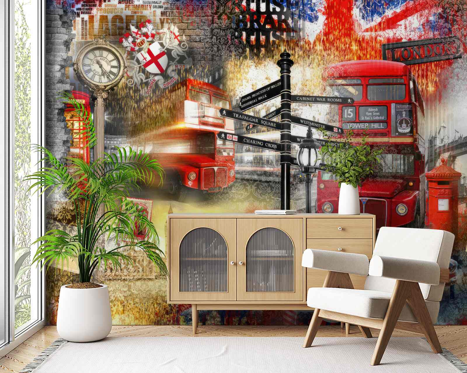 Fototapet diverse embleme ale Marii Britanii