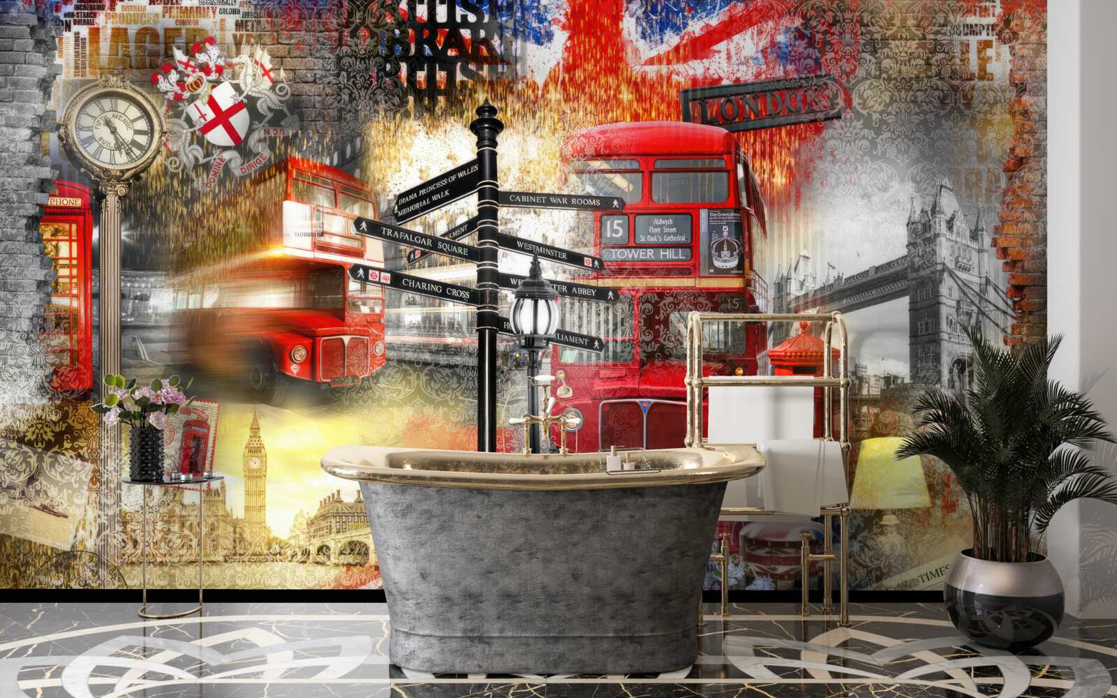 Fototapet diverse embleme ale Marii Britanii