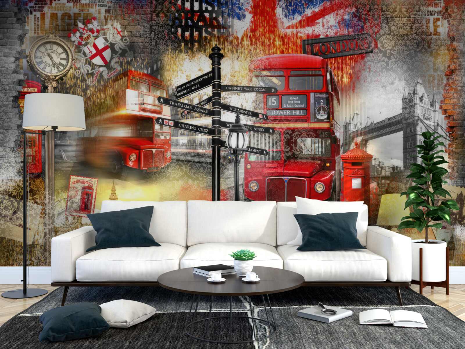 Fototapet diverse embleme ale Marii Britanii