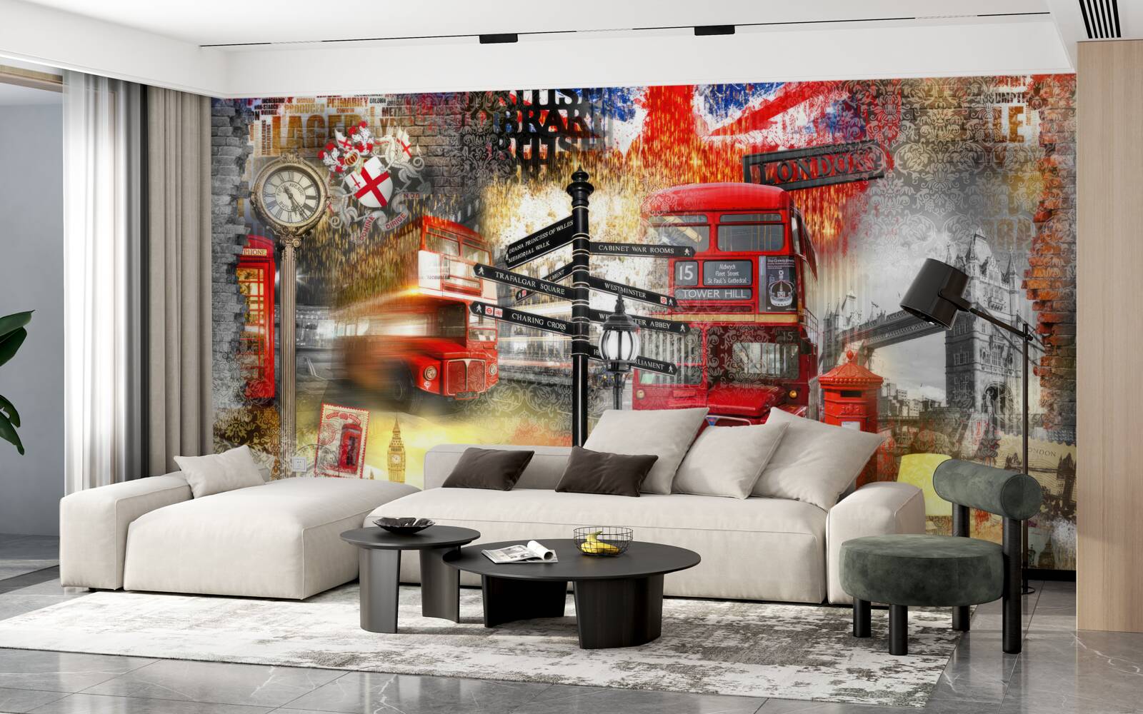 Fototapet diverse embleme ale Marii Britanii