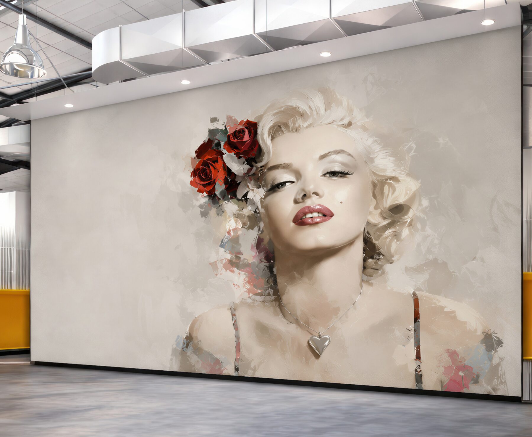 Fototapeta marilyn monroe z czerwonymi różami we włosach