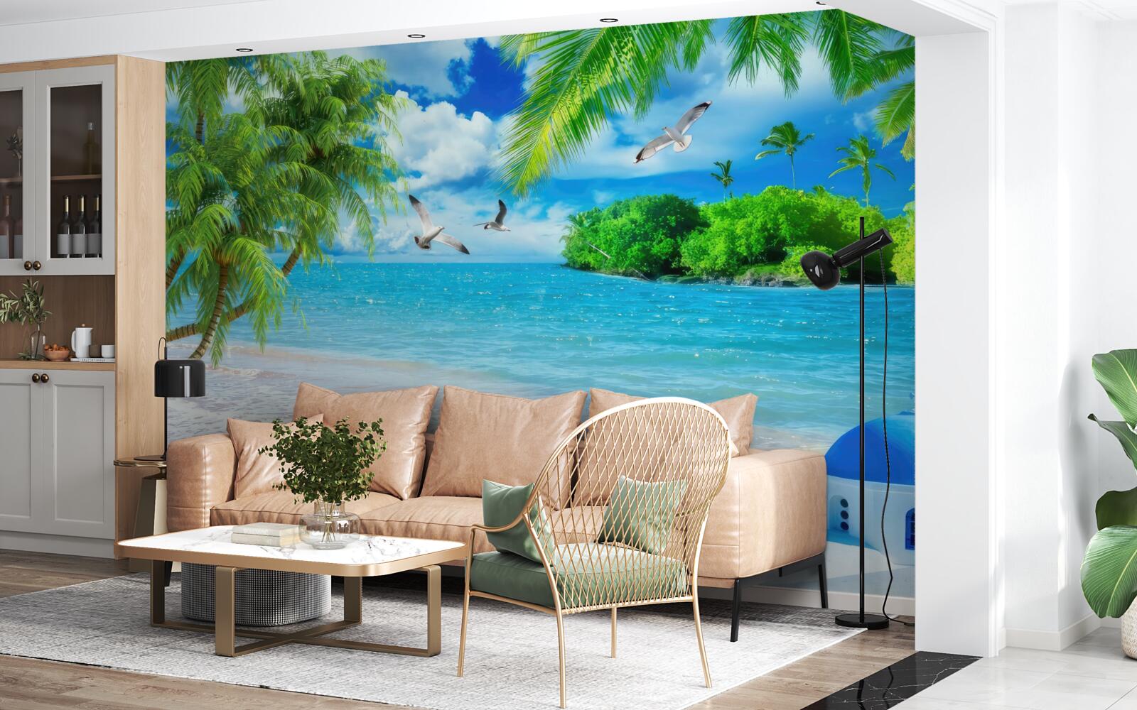 Fototapet templu pe malul mării