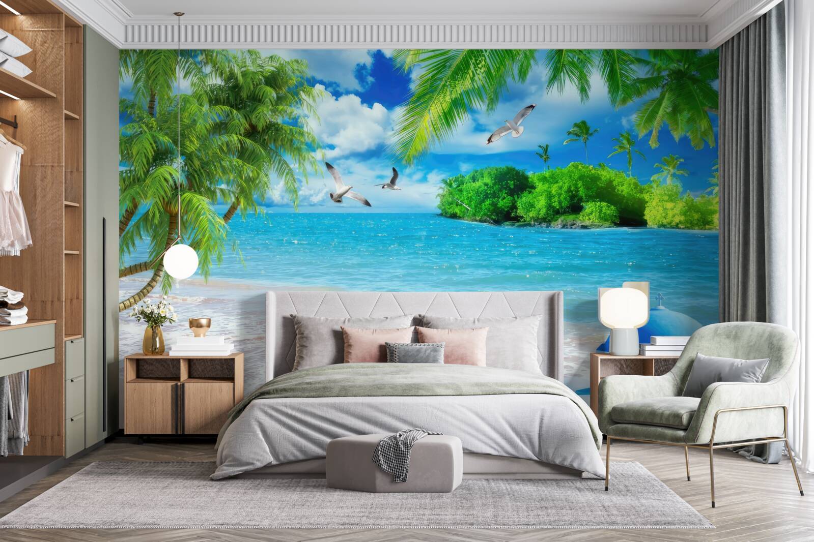 Fototapet templu pe malul mării