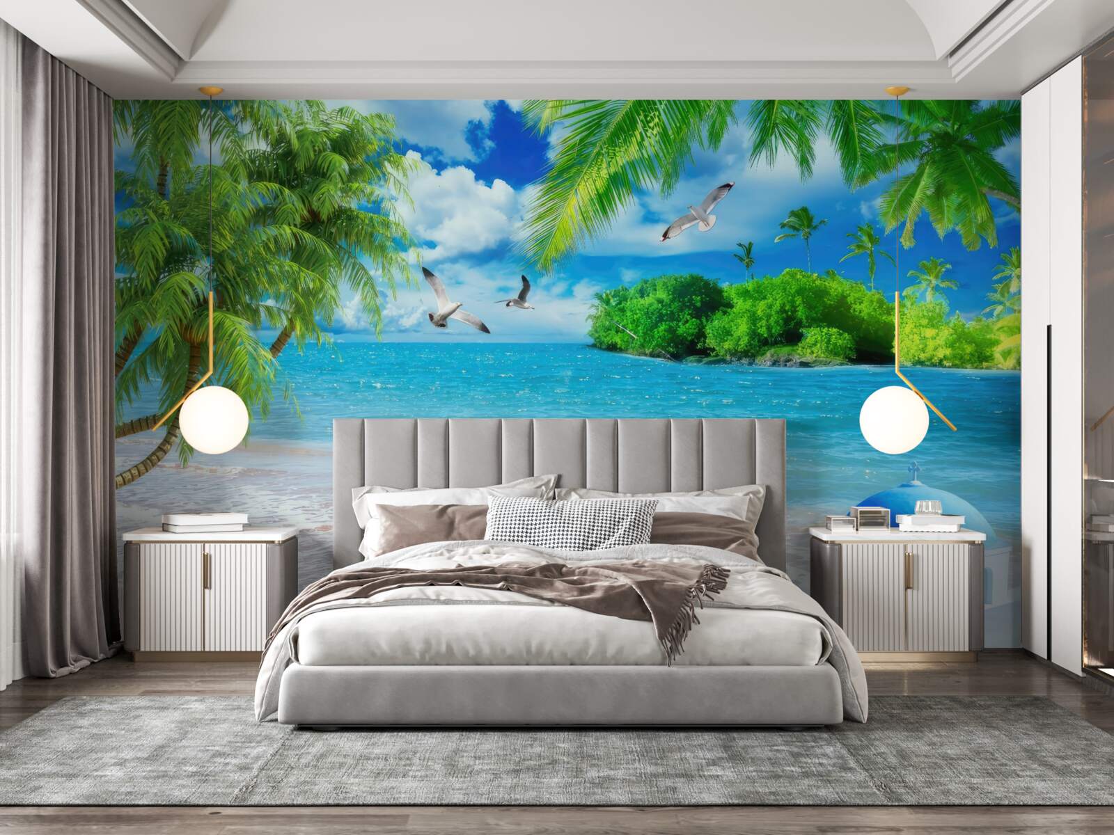 Fototapet templu pe malul mării