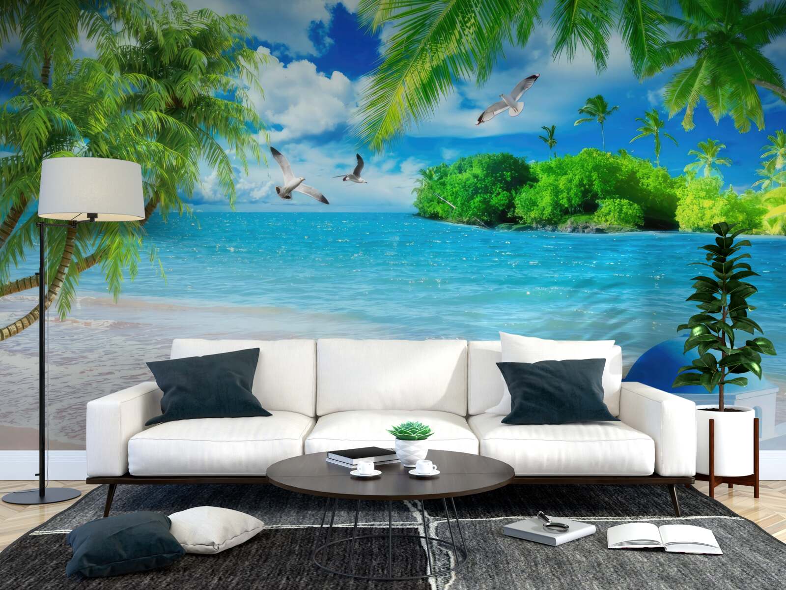 Fototapet templu pe malul mării