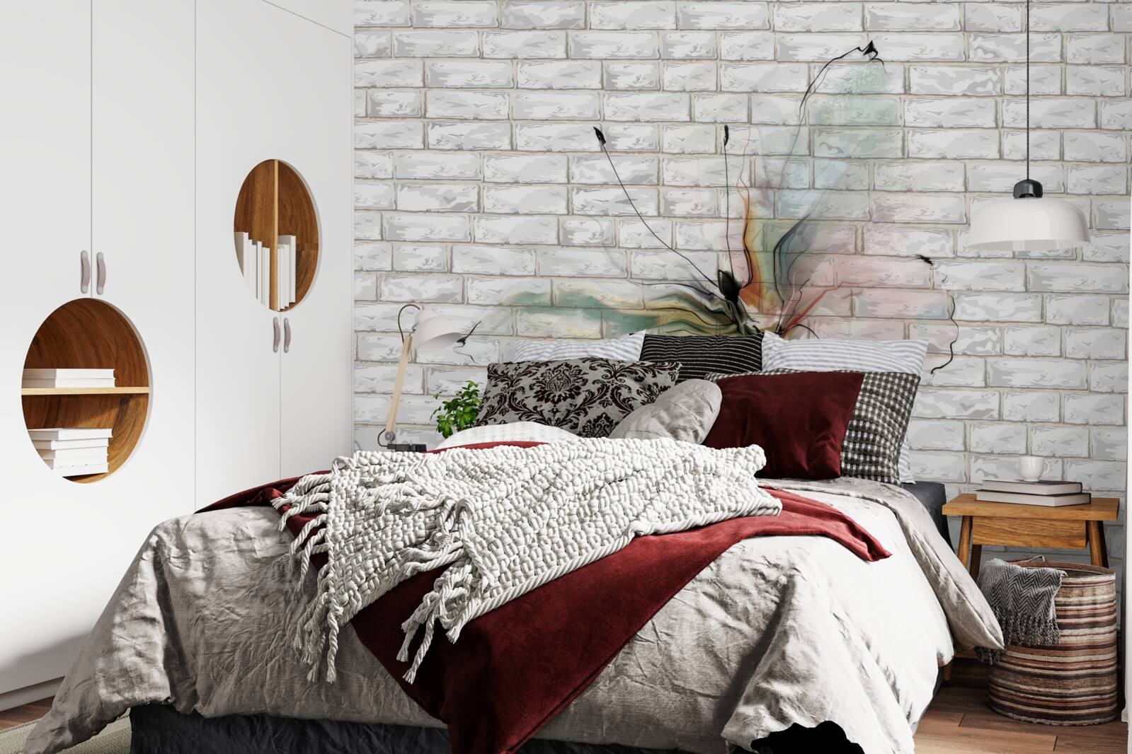 Fototapet fluture cu aripi transparente pe un perete