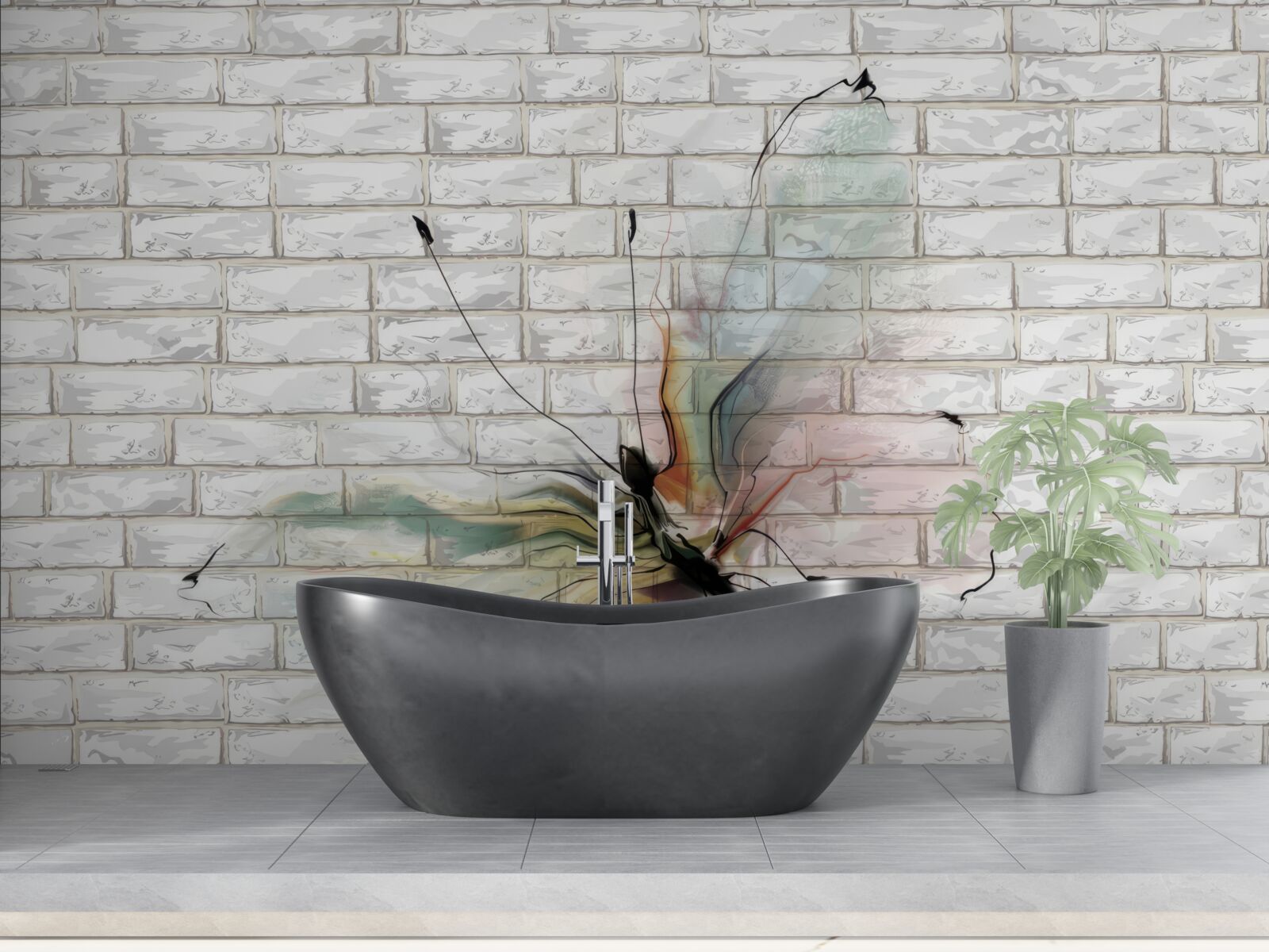 Fototapet fluture cu aripi transparente pe un perete